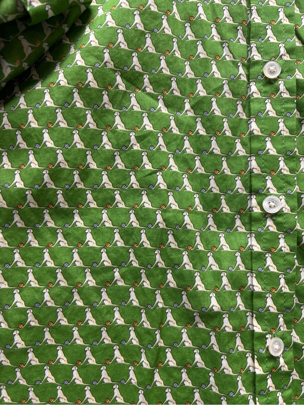 Talbots Green Novelty Dog-Print Button Shirt - Picture 3 of 10